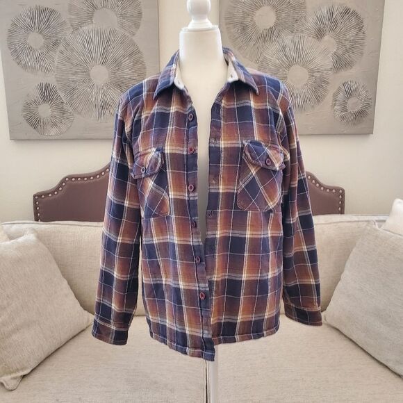 Billabong Straight Fit Quilted Flannel Shacket Sz Sm - Picture 2 of 13